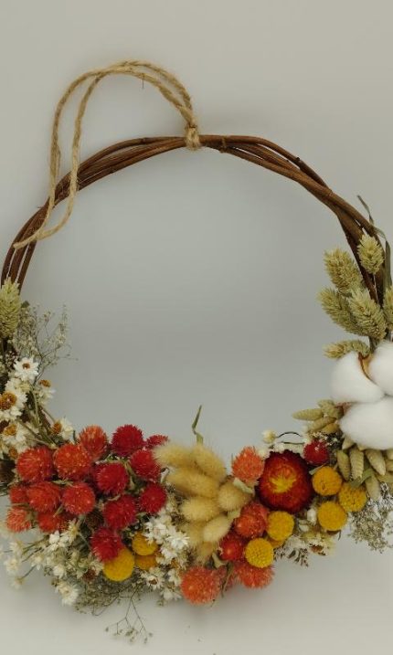 Coronita cu flori uscate usa semi 25cm v4